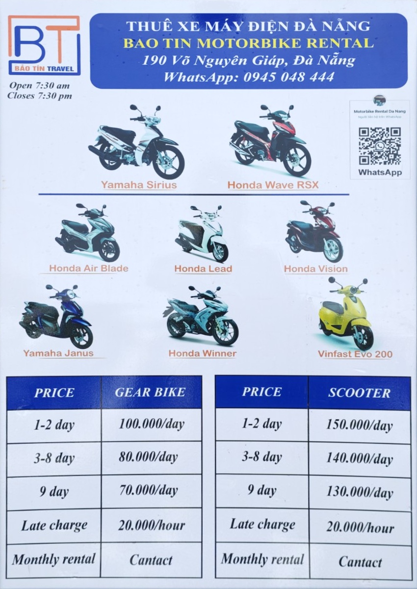 Bao Tin 的車款、租期價格與 WhatsApp 聯絡資料。